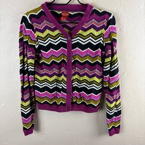 Missoni Target Purple Chevron Green Cardigan Sweater Button Girls XL